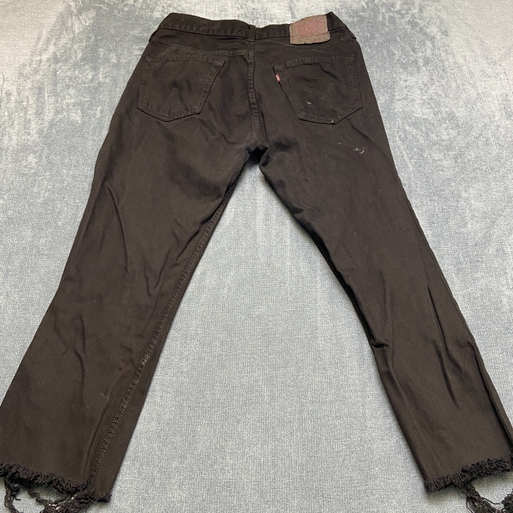 Levi's Jeans Mens 34x34 Black Denim Dark Wash Frayed Hem Streetwear Button Fly